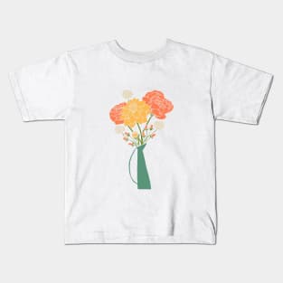 Floral Bouquet in Forest Green Kids T-Shirt